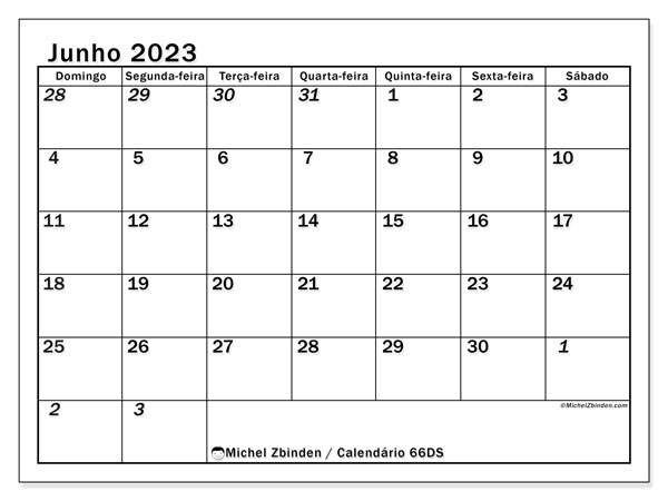 501DS, calendário de junho de 2023, para impressão, grátis.