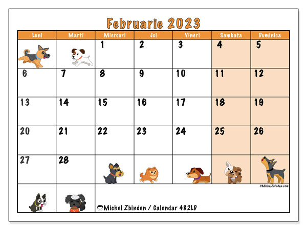 482LD, calendar februarie 2023, pentru tipar, gratuit.