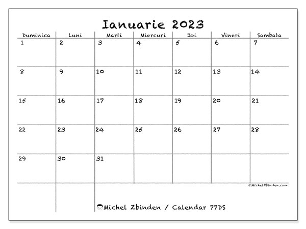 Calendar pentru imprimare