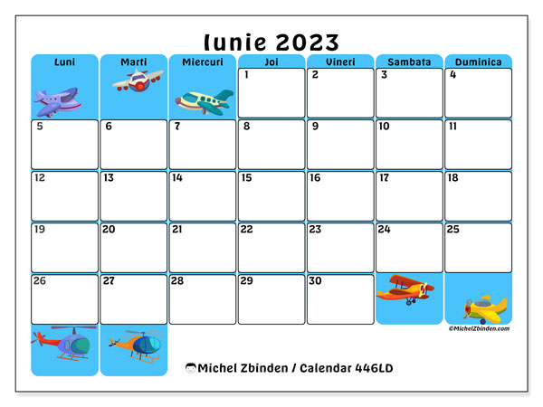 Calendar iunie 2023 “446”. Program imprimabil gratuit.. Luni până duminică
