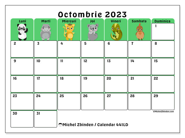 Calendar octombrie 2023, 441LD. Calendar pentru imprimare gratuit.