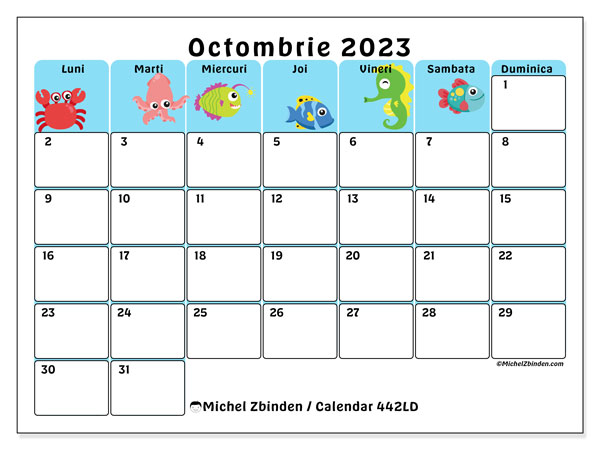 Calendar octombrie 2023, 442LD. Calendar pentru imprimare gratuit.