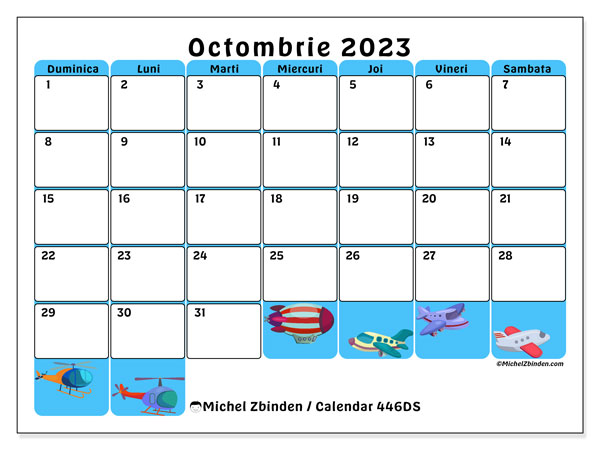 Calendar octombrie 2023, 446DS. Calendar pentru imprimare gratuit.