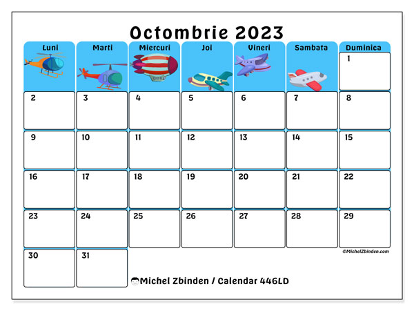 Calendar octombrie 2023, 446LD. Calendar pentru imprimare gratuit.