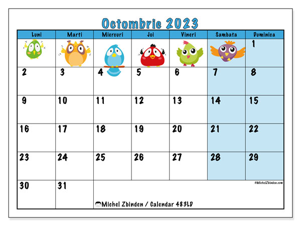 Calendar octombrie 2023, 483LD. Calendar pentru imprimare gratuit.