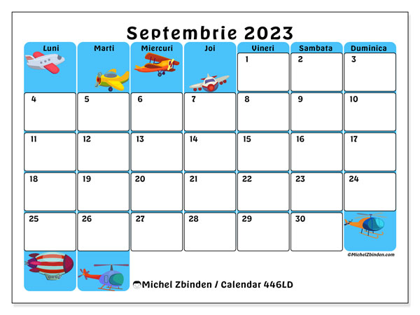 446LD, calendar septembrie 2023, pentru tipar, gratuit.