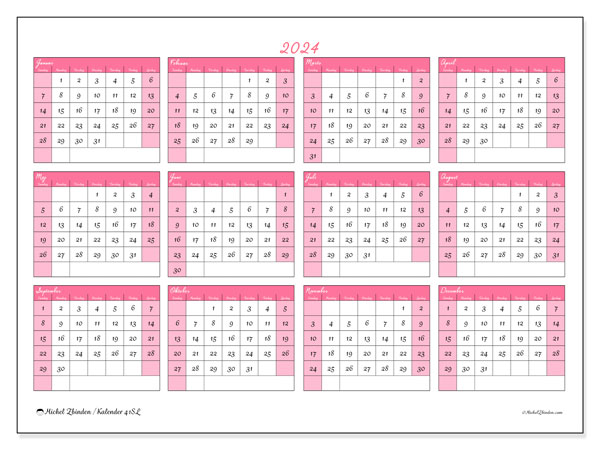 Kalender til udskrivning, 2024, 41SL