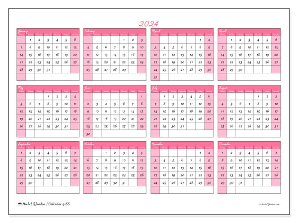 Printable calendar, 2024, 41SS
