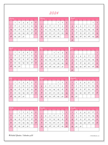 Printable calendar, 2024, 42SS
