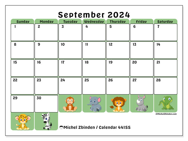 Printable calendar, September 2024, 441SS