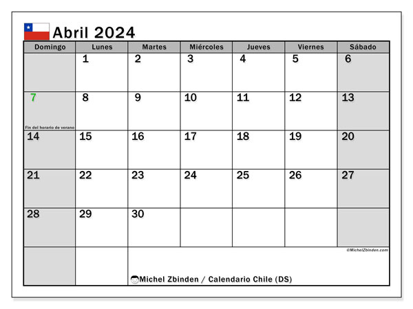 Chile (LD), calendario de abril de 2024, para su impresión, de forma gratuita.