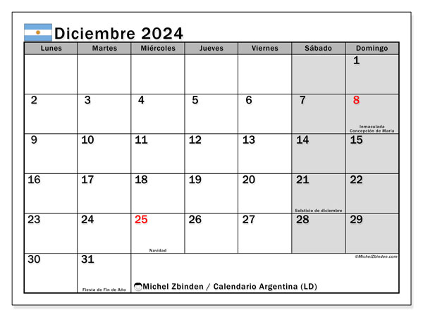 Argentina (LD), calendario de diciembre de 2024, para su impresión, de forma gratuita.