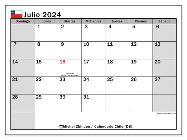 Chile (LD), calendario de julio de 2024, para su impresión, de forma gratuita.