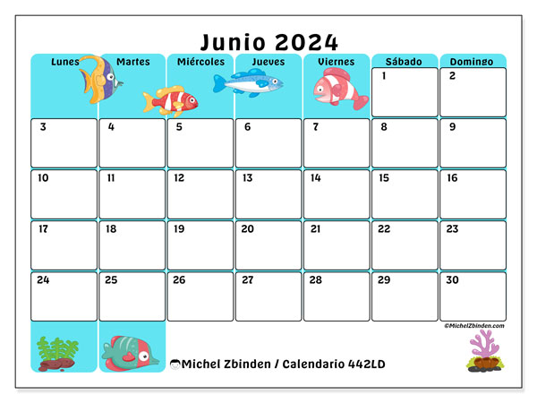 Calendario para imprimir, junio 2024, 442LD