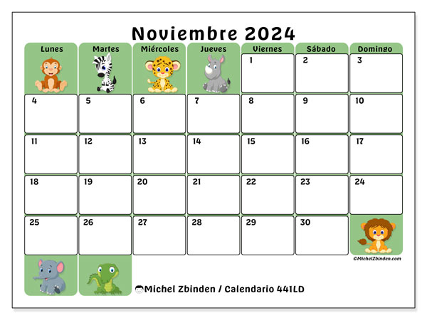 Calendario noviembre 2024, 441DS. Calendario para imprimir gratis.
