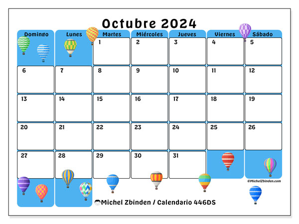 Calendario para imprimir, octubre 2024, 446DS