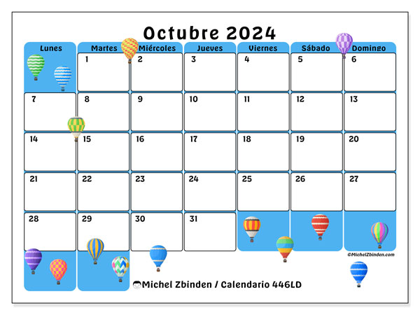Calendario para imprimir, octubre 2024, 446LD