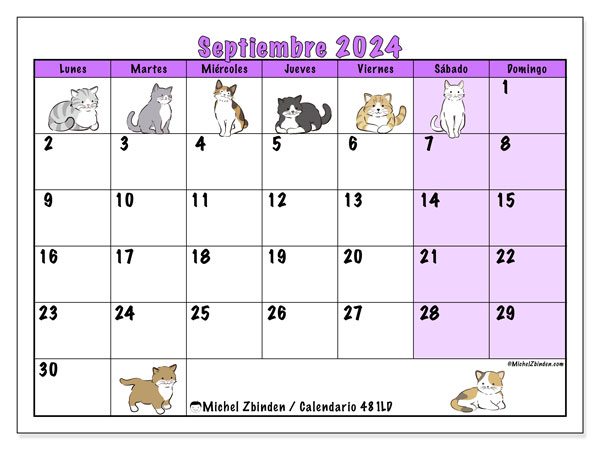 Calendario septiembre 2024 “481”. Diario para imprimir gratis.. De lunes a domingo