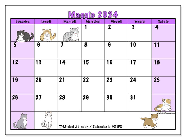 Calendario maggio 2024 “481”. Calendario da stampare gratuito.. Da domenica a sabato