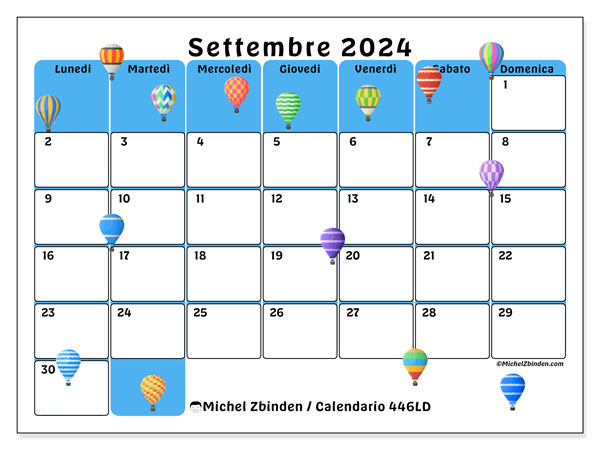 Calendario settembre 2024 “446”. Programma da stampare gratuito.. Da lunedì a domenica