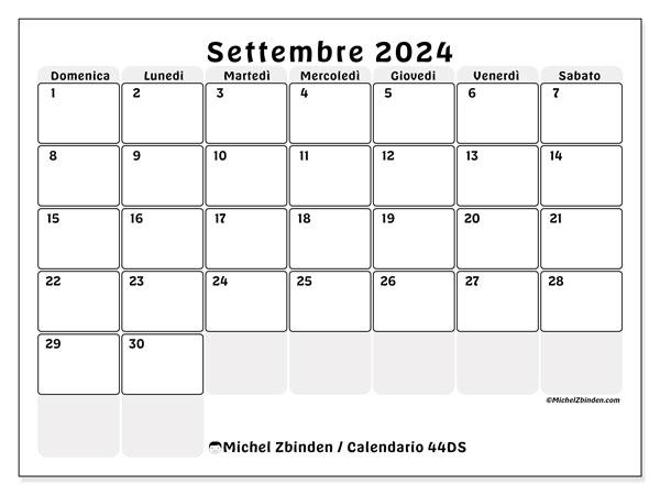 Calendario settembre 2024 “44”. Calendario da stampare gratuito.. Da domenica a sabato