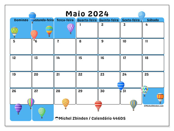 Calendário Maio 2024 “446”. Calendário gratuito para imprimir.. Domingo a Sábado