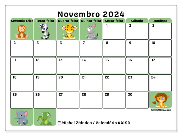 441SD, Novembro de 2024 calendário, para impressão, grátis.