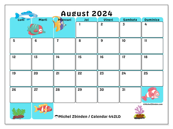 442LD, calendar august 2024, pentru tipar, gratuit.