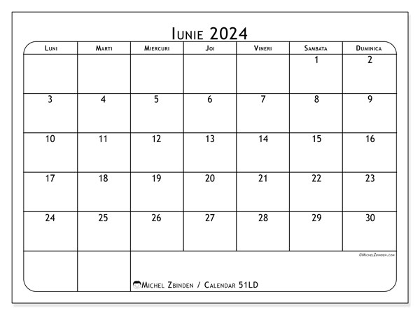 51LD, calendar iunie 2024, pentru tipar, gratuit.