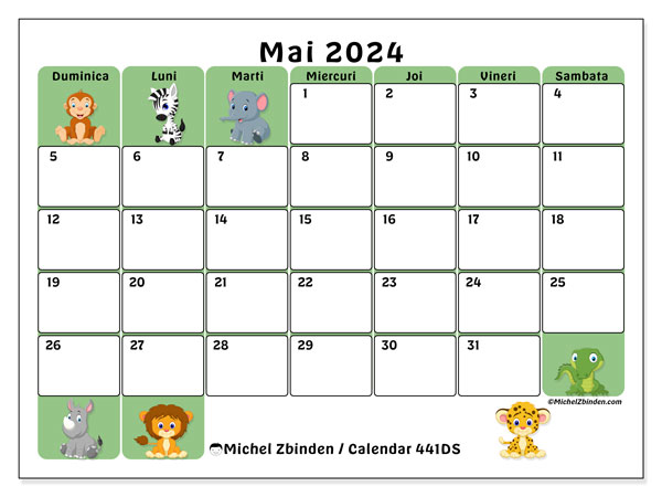 Calendar mai 2024, 441DS. Program imprimabil gratuit.