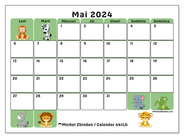 Calendar mai 2024, 441DS. Program imprimabil gratuit.
