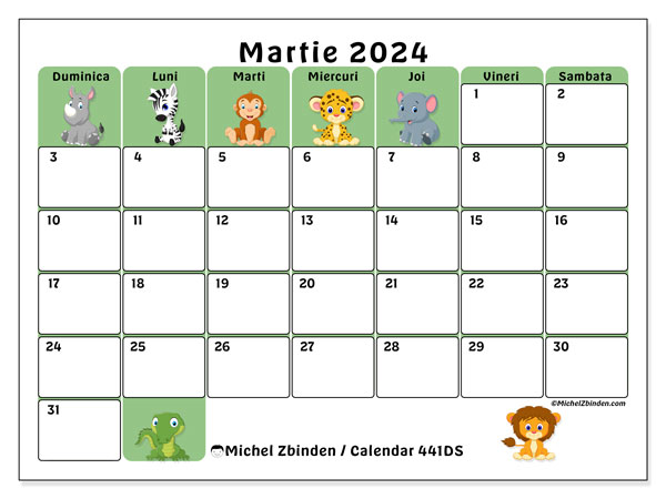 Calendar martie 2024 “441”. Calendar pentru imprimare gratuit.. Duminică până sâmbătă