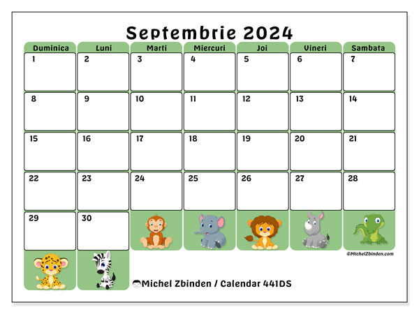 Calendar septembrie 2024 “441”. Program imprimabil gratuit.. Duminică până sâmbătă