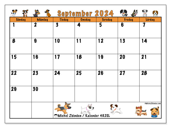 Kalender att skriva ut, september 2024, 482SL