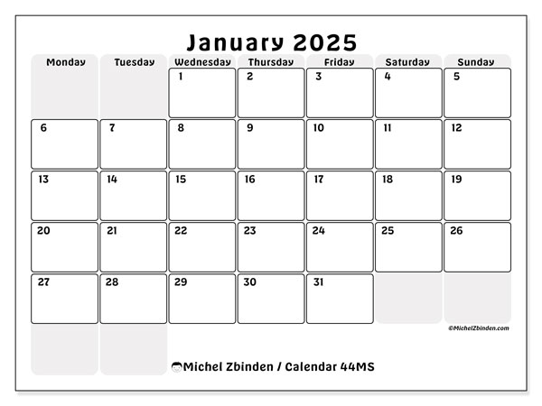 Calendar January 2025 - 44 - Michel Zbinden En