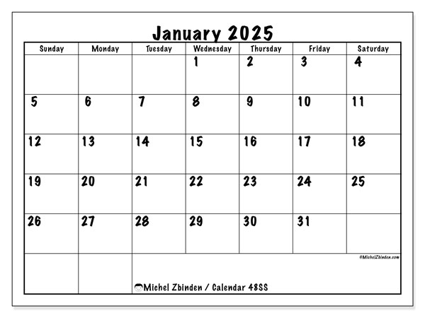 January Calendars 2025 - Michel Zbinden En