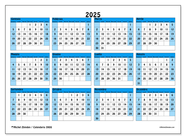 Calendario aprile 2025 “39”. Calendario da stampare gratuito.. Da domenica a sabato