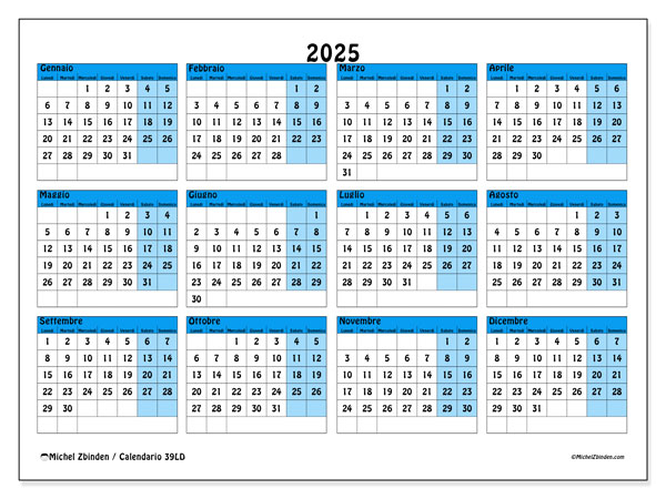 Calendario da stampare, 2025, 39LD