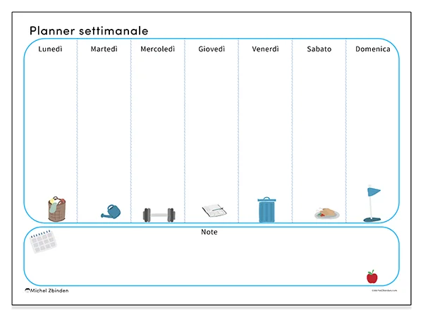 Planner settimanale da stampare - Famiglia