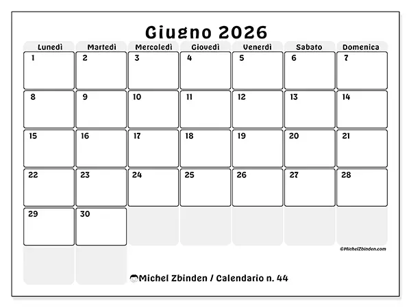 Calendario giugno 2026 da stampare - Pianificazione strutturata
