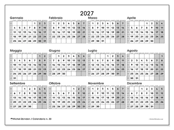 Calendario annuale da stampare