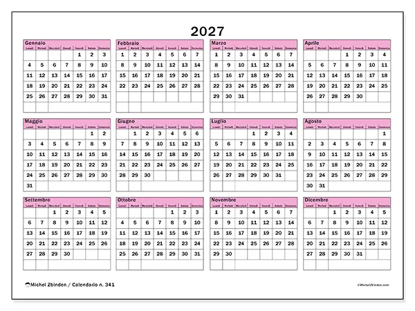 Calendario annuale 2027 da stampare - Pianificazione e previsione