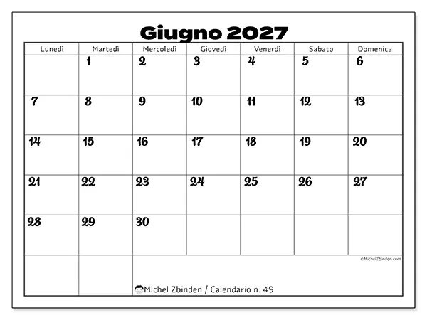 Calendario giugno 2027 da stampare - Coordinamento produttivo