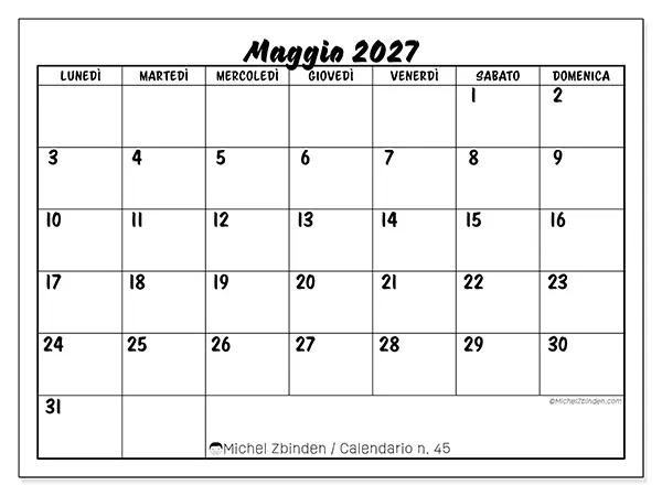 Calendario maggio 2027 da stampare - Successo scolastico