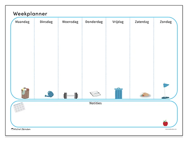Weekplanner om af te drukken - Familie