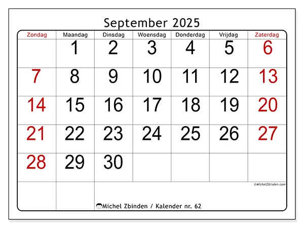 September 2025 kalender nr. 62 - Zichtbaarheid - Michel Zbinden NL