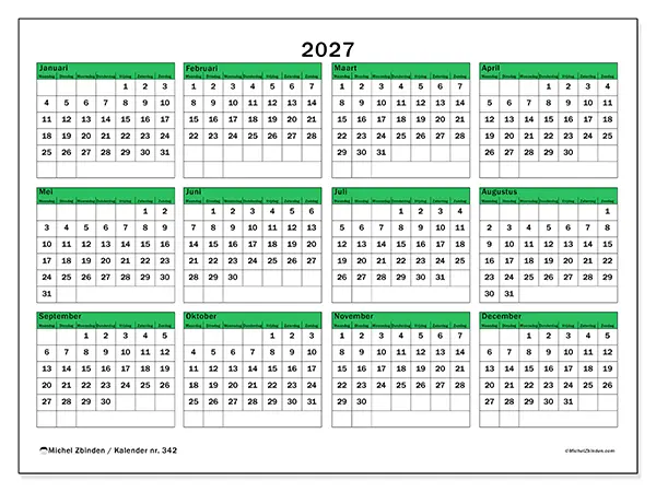 Jaarkalender 2027 om af te drukken - Hoop voor de toekomst