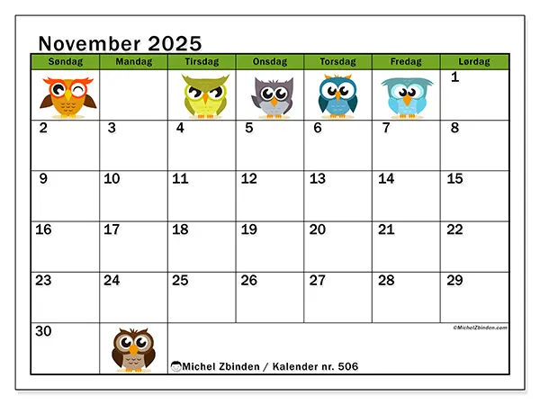 november-2025-kalender-nr-506-ugler-michel-zbinden-no