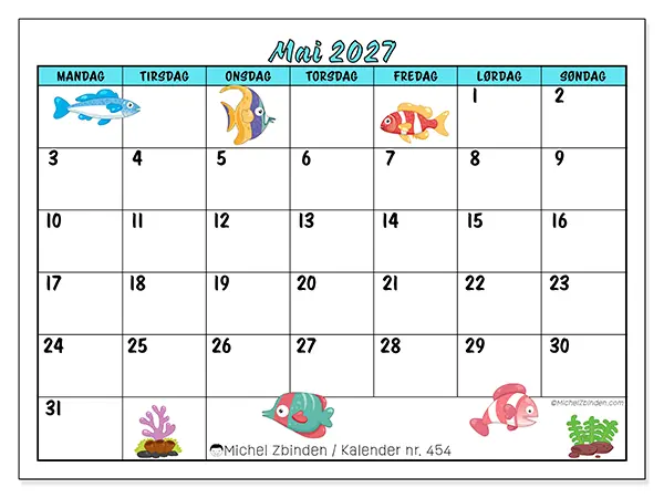 Mai 2027 kalendere til utskrift - Fargerike fisk