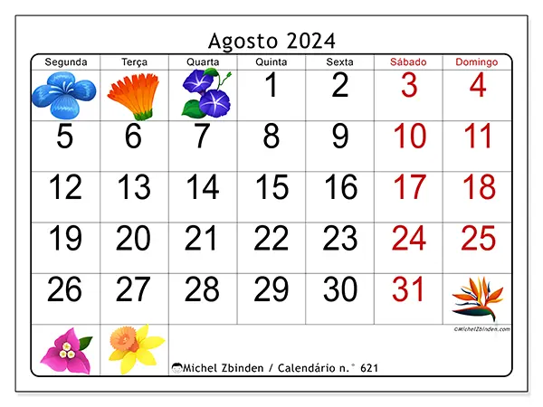 Calendário agosto 2024 621SD